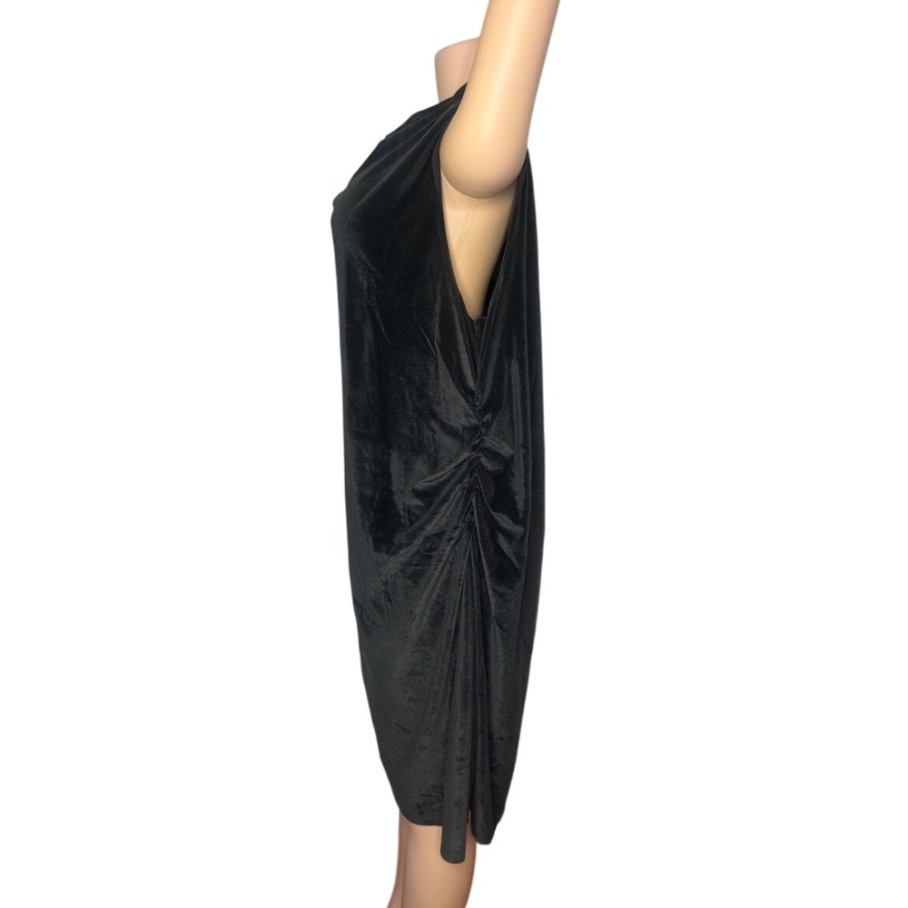 A New Day Dress Women's Sleeveless Midi Mock Neck Ruched Velvet Dress Size 2X - Picture 2 of 10
